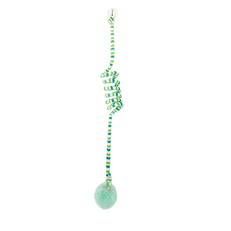 HKM-8101949 Kittens' Fun Spring Toy with Bell and Inflatable Ball – Suction Cup Design for Door Hanging