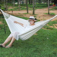 HKM-810259 Double-Sized Camping Canvas Hammock with Rollover Prevention, 320x200cm, 120kg Load Capacity, Includes Tree Ropes