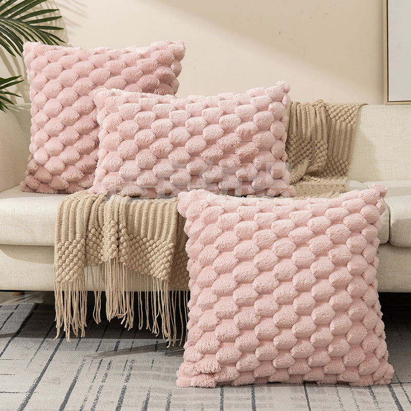 HKM-810323 Woven Fleece Solid Color Pillow Cover - Modern Waist Rest Cushion in Multiple Shades