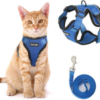 HKM-8104253 Adjustable Anti-Escape Cat Leash in Multiple Colors: Sky Blue, Black, Orange, Red, Lake Blue, Dark Blue, Pink, Purple, Yellow, Gray