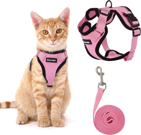 HKM-8104253 Adjustable Anti-Escape Cat Leash in Multiple Colors: Sky Blue, Black, Orange, Red, Lake Blue, Dark Blue, Pink, Purple, Yellow, Gray