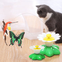 HKM-8105277 Automatic Rotating Cat Toy - Interactive Plastic and Steel Wire Design, 8.5cm Base Diameter, 6cm Height