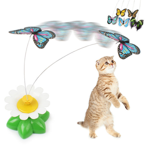 HKM-8105277 Automatic Rotating Cat Toy - Interactive Plastic and Steel Wire Design, 8.5cm Base Diameter, 6cm Height