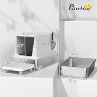 HKM-8105917 Extra Large Stainless Steel Cat Litter Box with Flip Cover and High-Sided Design for Easy Cleaning