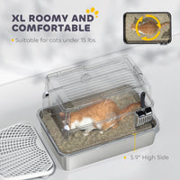 HKM-8105917 Extra Large Stainless Steel Cat Litter Box with Flip Cover and High-Sided Design for Easy Cleaning