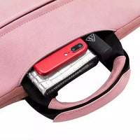 HKM-810643 Durable Waterproof Suede Leather Laptop Bag for 15.6 Inch Computers with Folding Handle