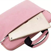 HKM-810643 Durable Waterproof Suede Leather Laptop Bag for 15.6 Inch Computers with Folding Handle