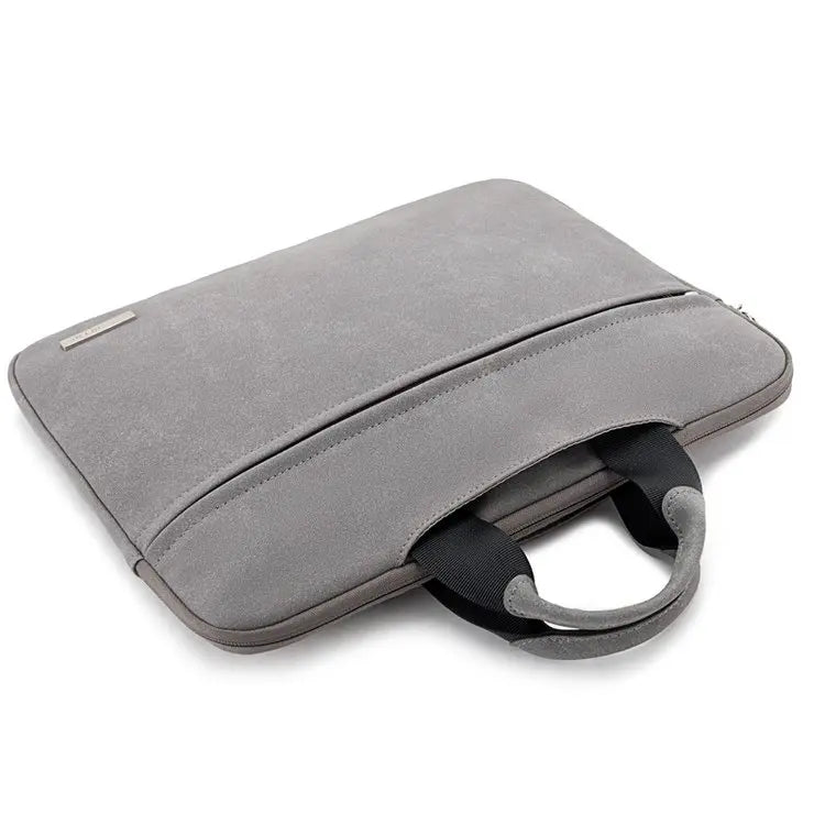 HKM-810643 Durable Waterproof Suede Leather Laptop Bag for 15.6 Inch Computers with Folding Handle