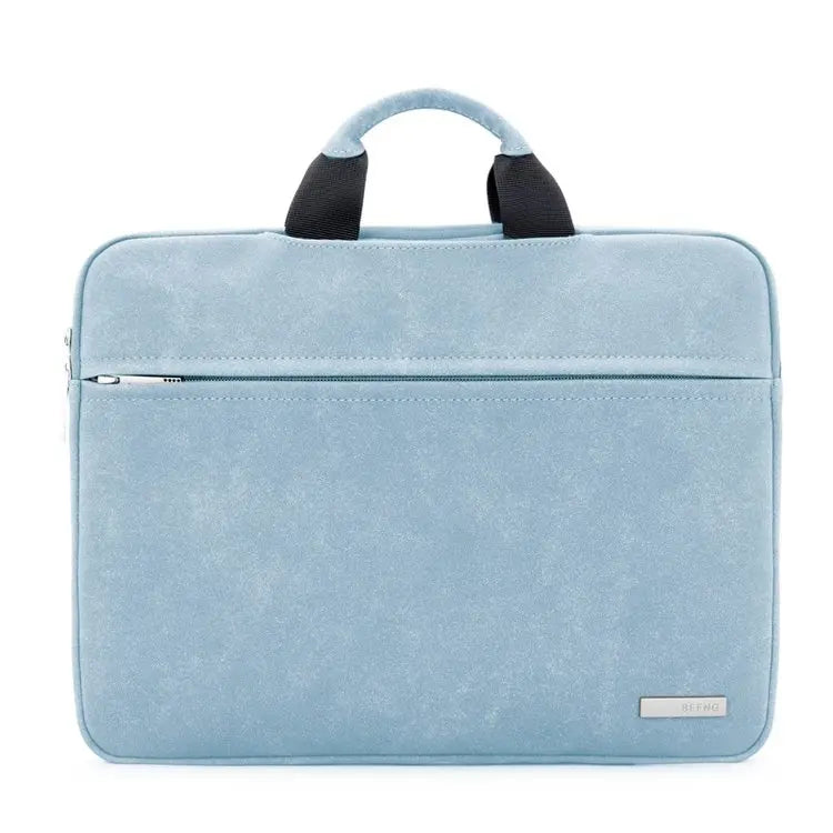 HKM-810643 Durable Waterproof Suede Leather Laptop Bag for 15.6 Inch Computers with Folding Handle