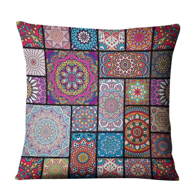 HKM-810643 Geometric Linen Cushion Cover - 45x45cm, Filling Not Included