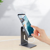 HKM-810643 Universal Mobile Phone and Tablet Holder - Adjustable Lazy Bracket in Dark Space Gray and Streaming Silver