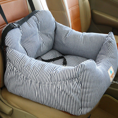 HKM-8106685 Red and Blue Striped Travel Car Seat Cushion for Small Dogs, Suitable for Most Cars and SUVs, 55x50x30cm