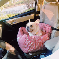 HKM-8106685 Red and Blue Striped Travel Car Seat Cushion for Small Dogs, Suitable for Most Cars and SUVs, 55x50x30cm