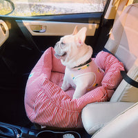 HKM-8106685 Red and Blue Striped Travel Car Seat Cushion for Small Dogs, Suitable for Most Cars and SUVs, 55x50x30cm