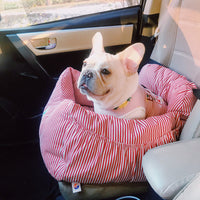 HKM-8106685 Red and Blue Striped Travel Car Seat Cushion for Small Dogs, Suitable for Most Cars and SUVs, 55x50x30cm