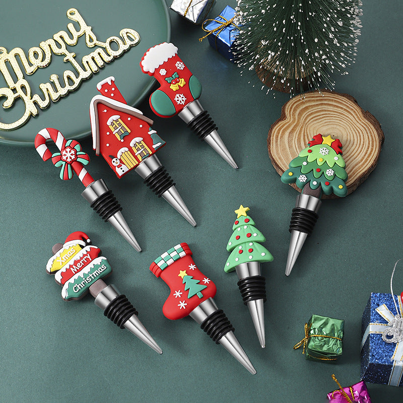 HKM-810707 Christmas Cork Wine Stopper – Aluminum Alloy & PVC – Festive Party Essential