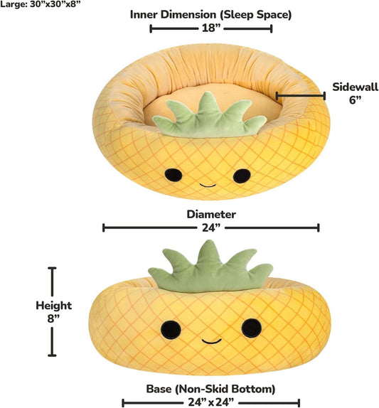 HKM-8107709 Large Ultrasoft Plush Shark and Maui Pineapple Pet Beds for Cats and Dogs