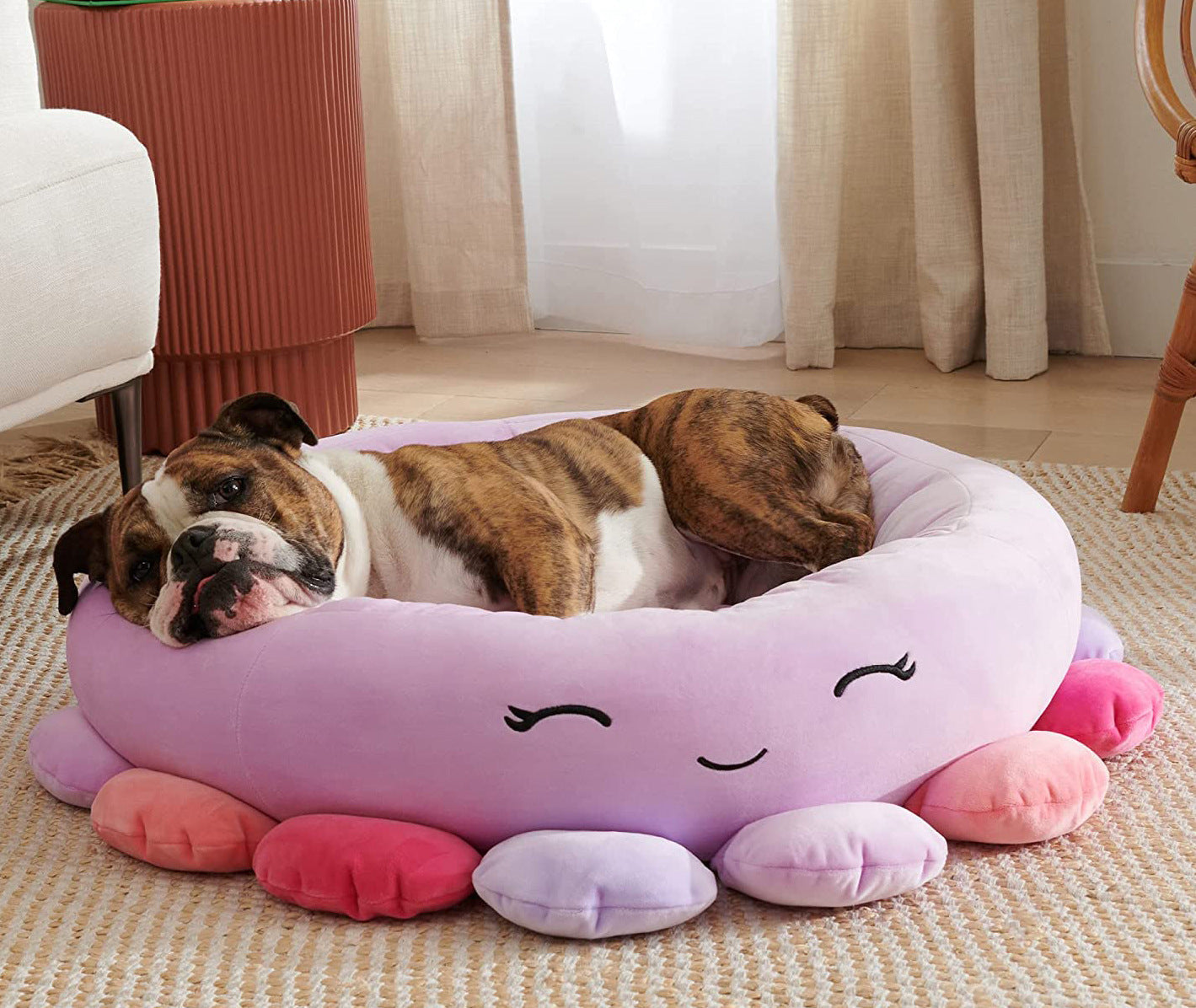 HKM-8107709 Large Ultrasoft Plush Shark and Maui Pineapple Pet Beds for Cats and Dogs