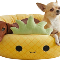 HKM-8107709 Large Ultrasoft Plush Shark and Maui Pineapple Pet Beds for Cats and Dogs