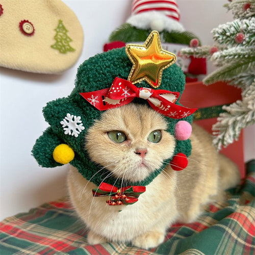 HKM-8107837 Cozy Plush Christmas Tree Hat for Cats and Dogs - Available in Multiple Sizes
