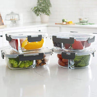 HKM-810835 Versatile Glass Vacuum Food Storage Container with Multi-functional Lid