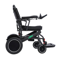 HKM-810963 All Terrain Electric Wheelchair with Motorized Folding Design, 20km Driving Range, 120kg Load Capacity, Black Metal Frame