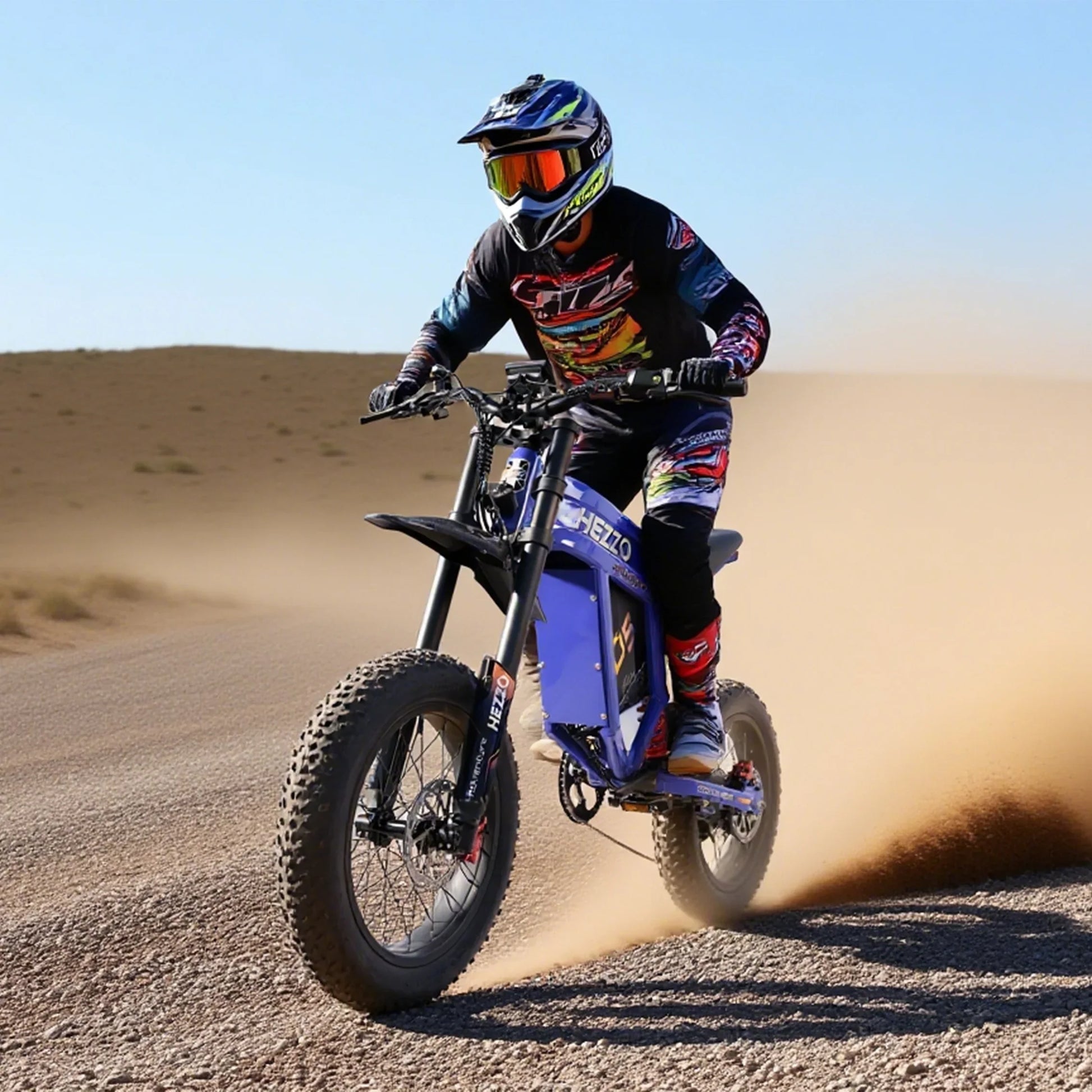 HKM-811027 HEZZO D5 3000W Electric Dirt Bike 60V 30Ah 20-Inch Fat Tire, Max Speed 70KM/H, 120-150Km Range
