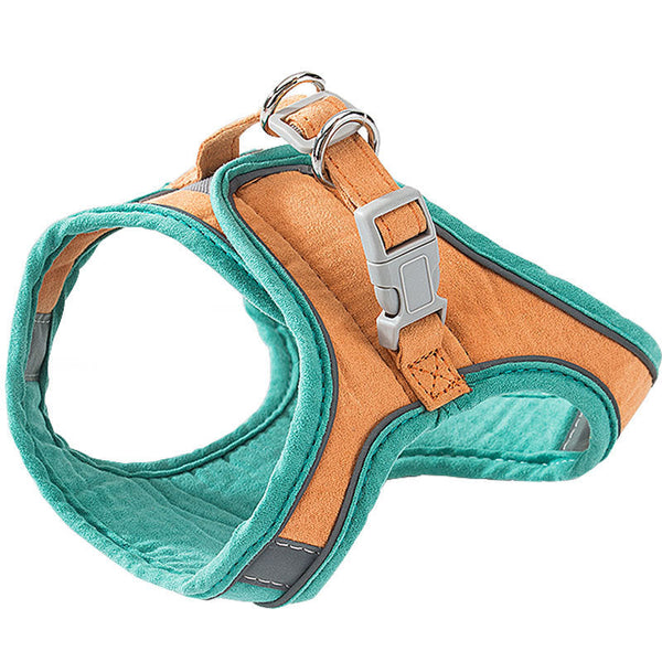 HKM-8111677 Reflective Chest Harness for Cats with Traction Rope - Anti-Stroke Deerskin Velvet, Size S-XXXL