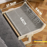 HKM-8112061 Extra Large Hanging Cat Bed for Balcony or Window - Solid Wood & Canvas Design