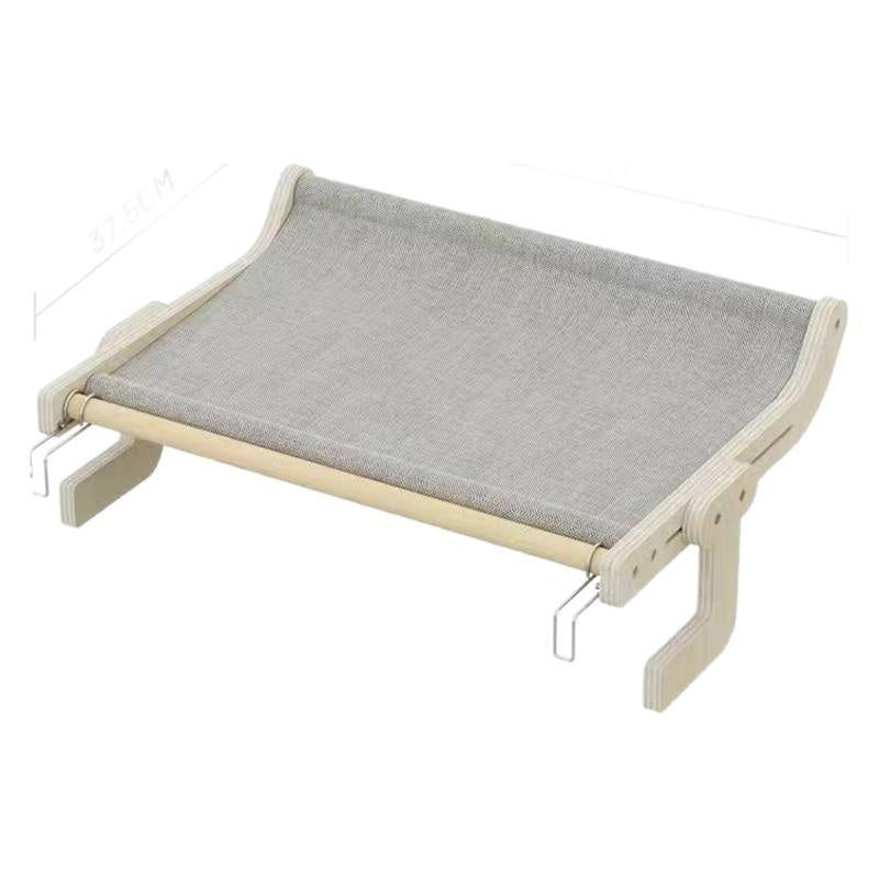 HKM-8112061 Extra Large Hanging Cat Bed for Balcony or Window - Solid Wood & Canvas Design