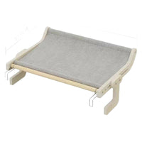 HKM-8112061 Extra Large Hanging Cat Bed for Balcony or Window - Solid Wood & Canvas Design
