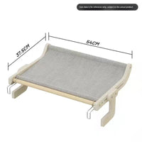 HKM-8112061 Extra Large Hanging Cat Bed for Balcony or Window - Solid Wood & Canvas Design