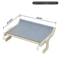 HKM-8112061 Extra Large Hanging Cat Bed for Balcony or Window - Solid Wood & Canvas Design