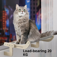 HKM-8112061 Extra Large Hanging Cat Bed for Balcony or Window - Solid Wood & Canvas Design