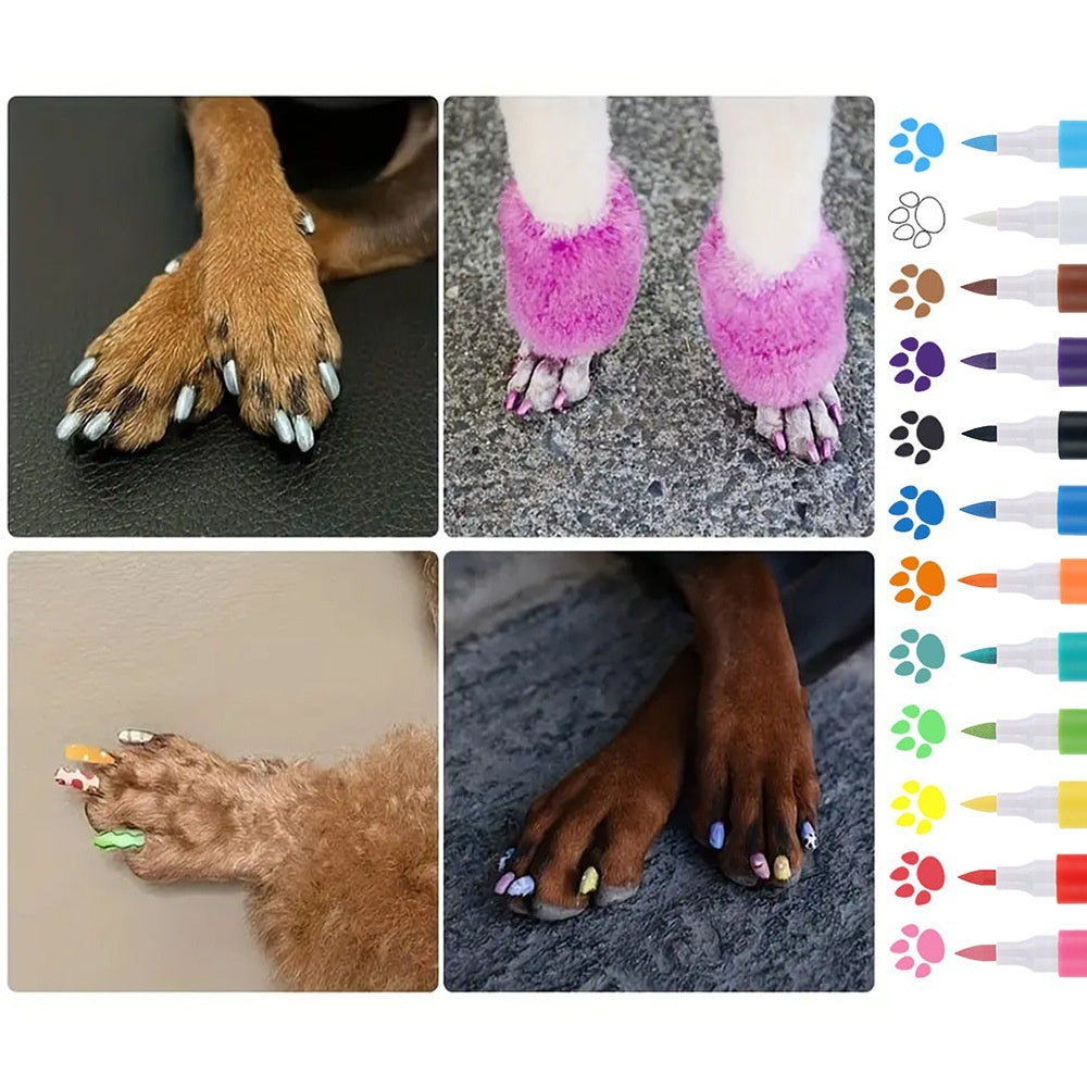 HKM-8113981 Water-Based Opaque Color Nail Brush Set for Pet Manicure - 12 Piece Box