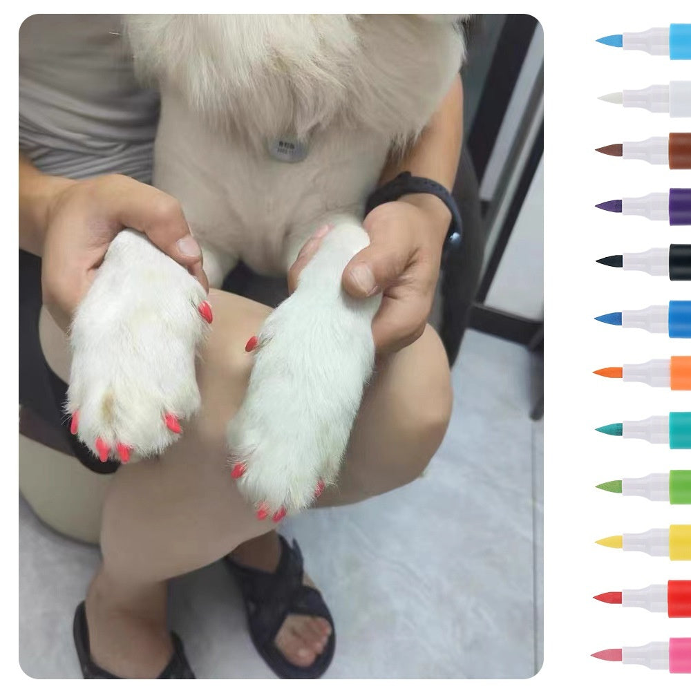 HKM-8113981 Water-Based Opaque Color Nail Brush Set for Pet Manicure - 12 Piece Box