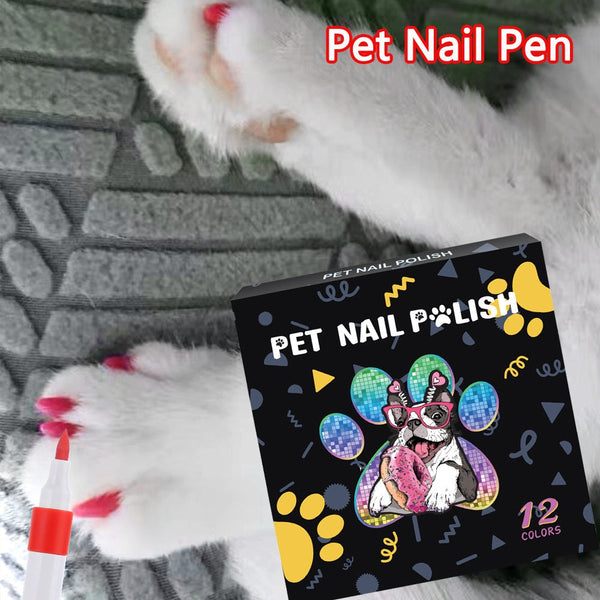 HKM-8113981 Water-Based Opaque Color Nail Brush Set for Pet Manicure - 12 Piece Box