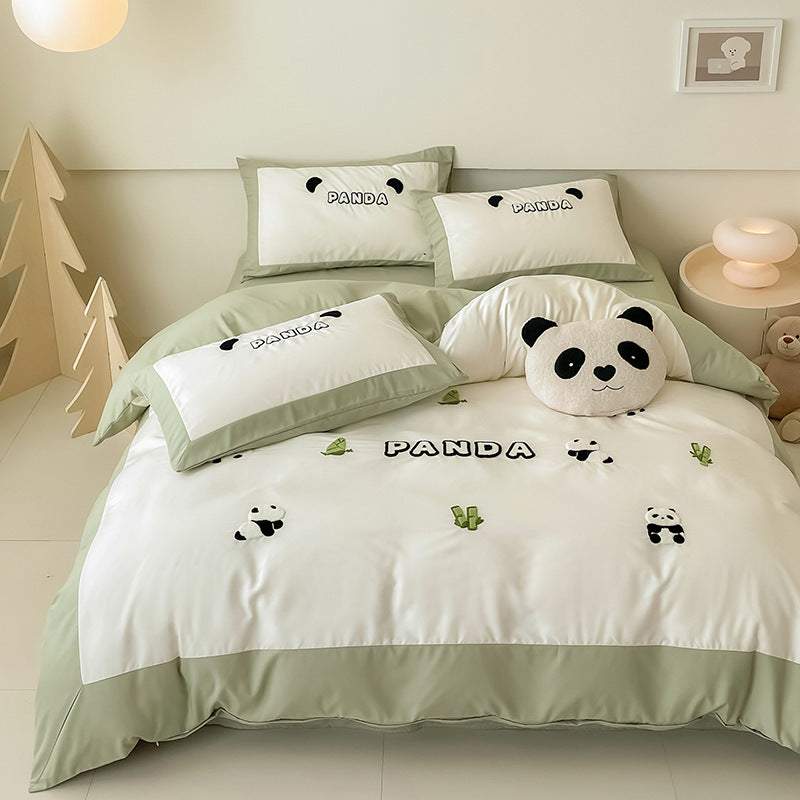 HKM-811411 Cotton Anime Cartoon Four-Piece Bedding Set with Fitted Sheet and Duvet Cover
