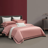 HKM-811411 Solid Color Long-Staple Cotton Four-Piece Bedding Set with Hollow Lace