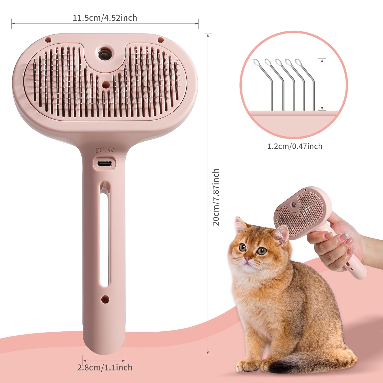 HKM-8114365 Pet Hair Removal Spray Brush with Water Tank for Cats and Dogs - Effortless Grooming Tool