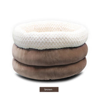 HKM-8116029 Semi-closed Round Ice Velvet Dog Bed for Deep Sleep - Available in Blue, Pink Purple, and Brown, Size 45x45x22cm