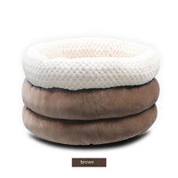 HKM-8116029 Semi-closed Round Ice Velvet Dog Bed for Deep Sleep - Available in Blue, Pink Purple, and Brown, Size 45x45x22cm