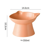 HKM-8116157 High-legged Ceramic Cat Bowl - 350ml Capacity, Easy to Clean, Sloping Design in White, Orange, or Blue