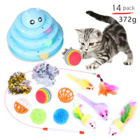 HKM-8116797 Cat Toy Set with Stick, Plush, Feather, and Metal Elements for Training and Comfort