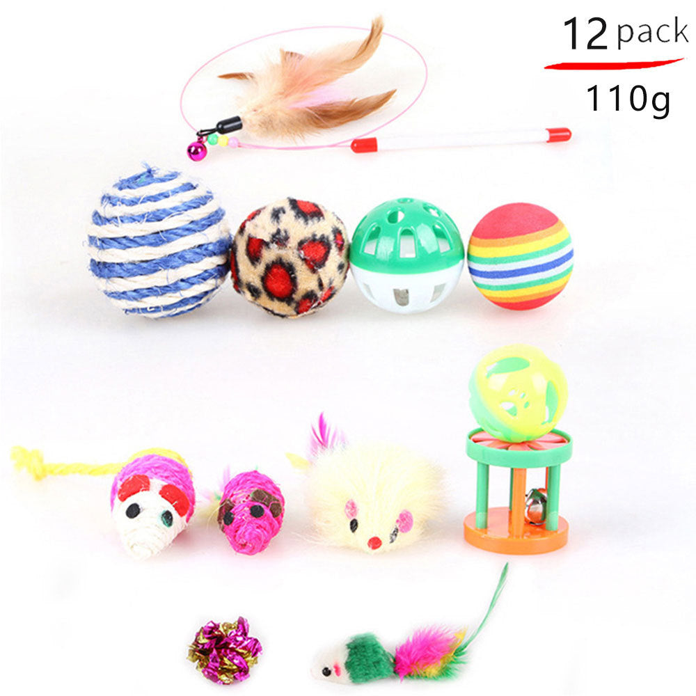 HKM-8116797 Cat Toy Set with Stick, Plush, Feather, and Metal Elements for Training and Comfort