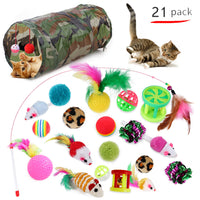 HKM-8116797 Cat Toy Set with Stick, Plush, Feather, and Metal Elements for Training and Comfort
