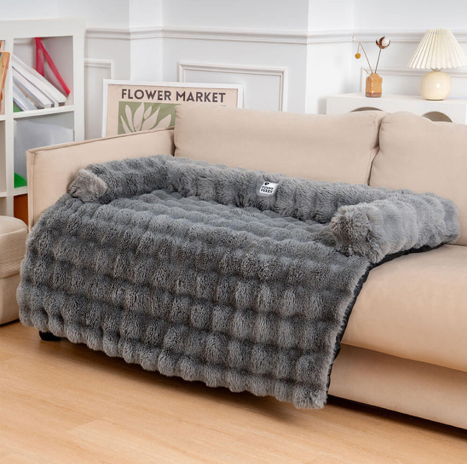 HKM-8117821 Removable and Washable Plush Pet Sofa in Dark Gray, Camel, Tie-Dyed Gray Blue, and Tie-Dyed Brown