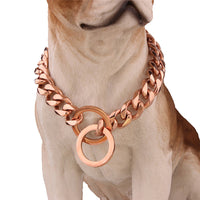 HKM-8117949 Two-tone Polished Gold Titanium Steel Dog Collar - Durable, Stylish Design, Various Sizes Available