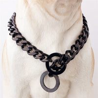 HKM-8117949 Two-tone Polished Gold Titanium Steel Dog Collar - Durable, Stylish Design, Various Sizes Available