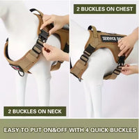 HKM-8118589 Adjustable Tactical Dog Harness with Reflective No-Pull Design for Large Dogs